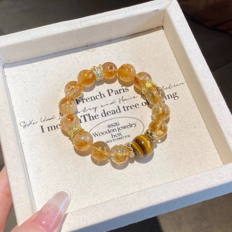 GILDED AMBER YELLOW CRYSTAL BRACELET(10MM)