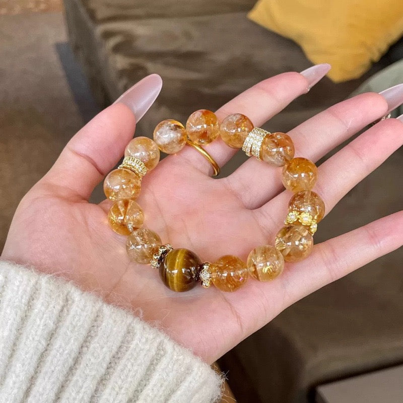 GILDED AMBER YELLOW CRYSTAL BRACELET(10MM)