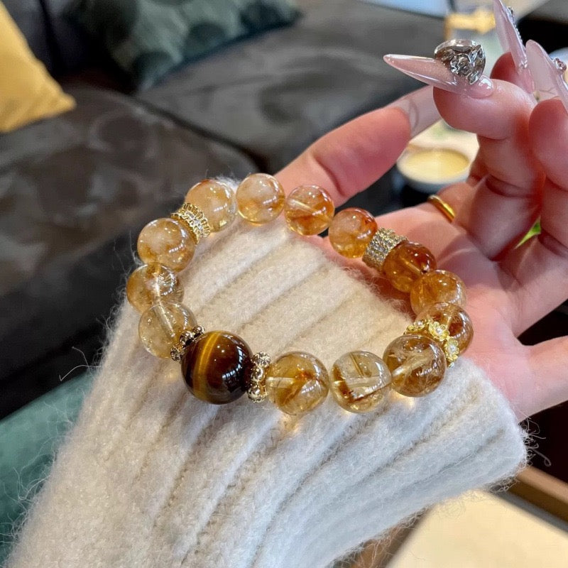 GILDED AMBER YELLOW CRYSTAL BRACELET(10MM)